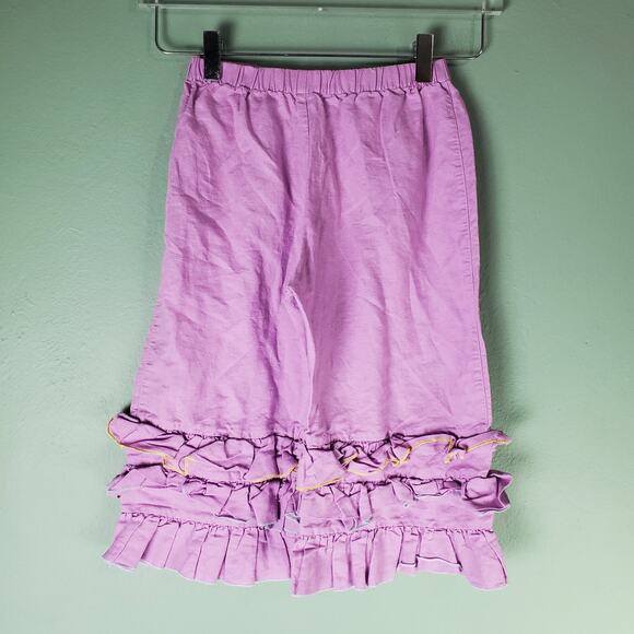 Matilda Jane Girls Good Hart Sweet Violet Linen Ruffle Cropped Pants Size 6 - Picture 2 of 5